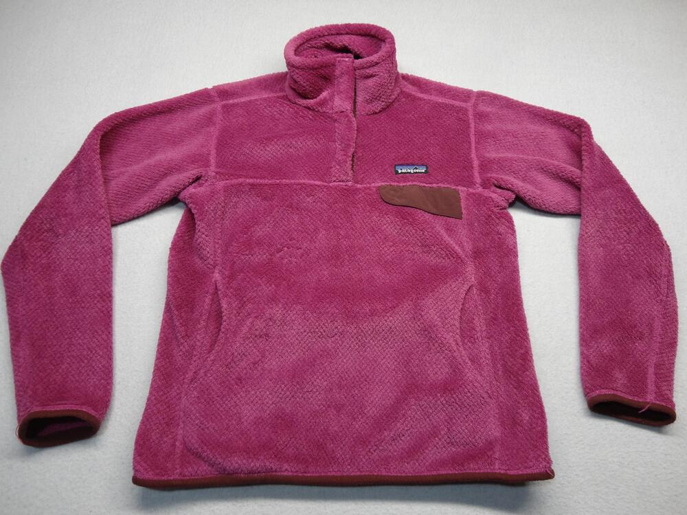 Patagonia Fleece Jacket Womens Small Pink Snap Pullover Pockets Warm Outdoor